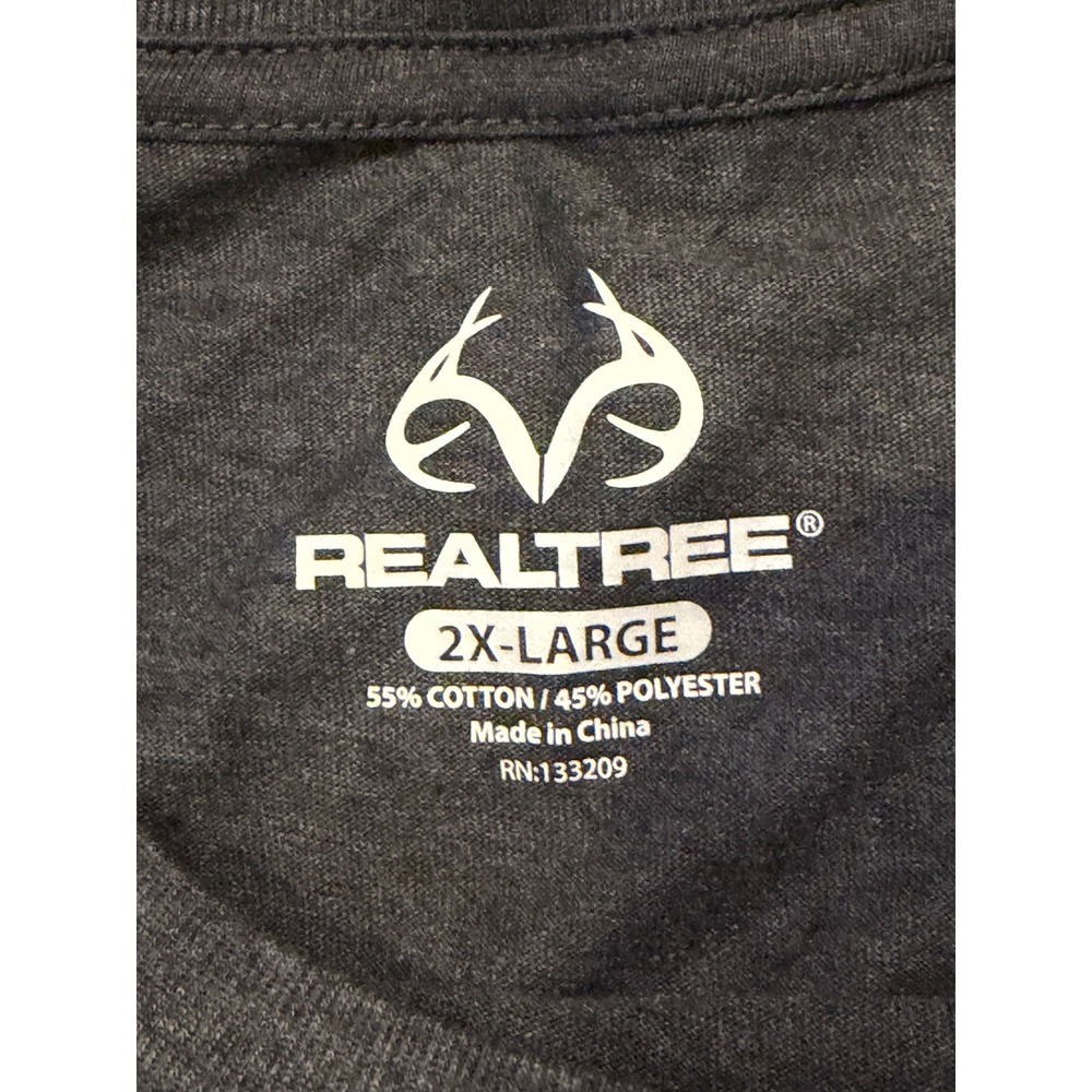 Realtree Long Sleeve Shirt Mens 2XL Gray American Flag Camo Logo Graphic Tee NWT - Picture 6 of 11